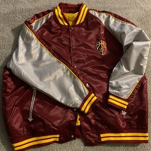 Cleveland Cavaliers Majestic Big & Tall Lightweight Satin FullSnap Jacket - Wine